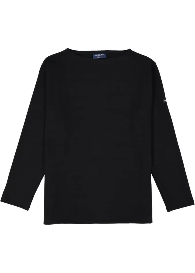 Guildo Boat Neck Breton Shirt Heavyweight Cotton Black Men Saint James Breton Striped Shirts Guildo Boat Neck Breton Shirt Heavyweight Cotton Black Men Saint James Breton Striped Shirts