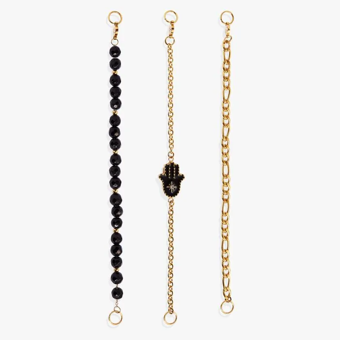 Hamsa Stranded Bracelet Set Stainless Steel Gold Women Alex And Ani Strength Protection