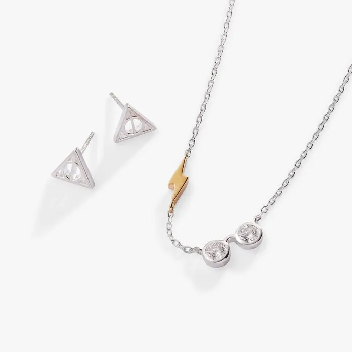 Harry Potter Glasses And Deathly Hallows Necklace And Earring Set Sterling Silver Two Tone Precious Women Alex And Ani Fine Jewelry Harry Potter Glasses And Deathly Hallows Necklace And Earring Set Sterling Silver Two Tone Precious Women Alex And Ani Fine Jewelry