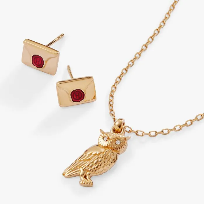 Harry Potter Owl And Hogwarts Letter Necklace And Earring Set 14kt Gold Plated 14kt Gold Over Sterling Silver Women Alex And Ani Fine Jewelry Harry Potter Owl And Hogwarts Letter Necklace And Earring Set 14kt Gold Plated 14kt Gold Over Sterling Silver Women Alex And Ani Fine Jewelry