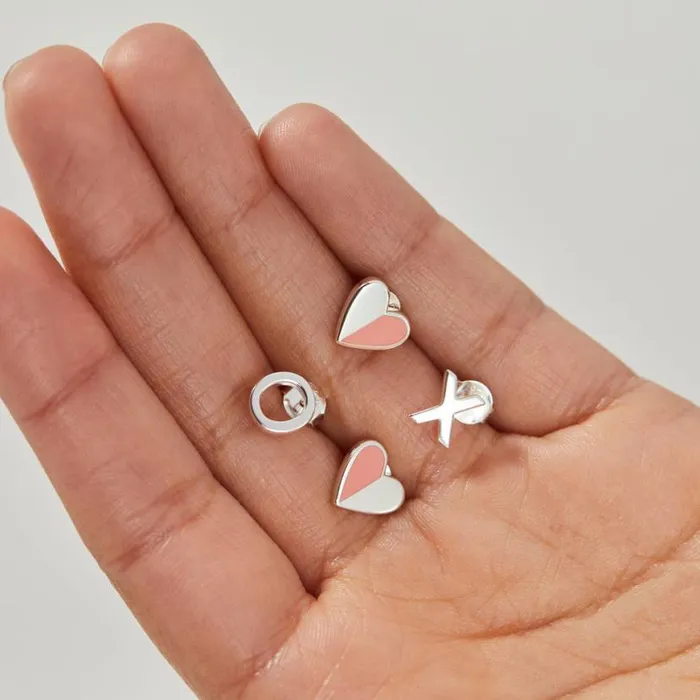 Heart 039XO039 Stud Earrings Set Of 2 Silver Women Alex And Ani Earrings Heart 039XO039 Stud Earrings Set Of 2 Silver Women Alex And Ani Earrings