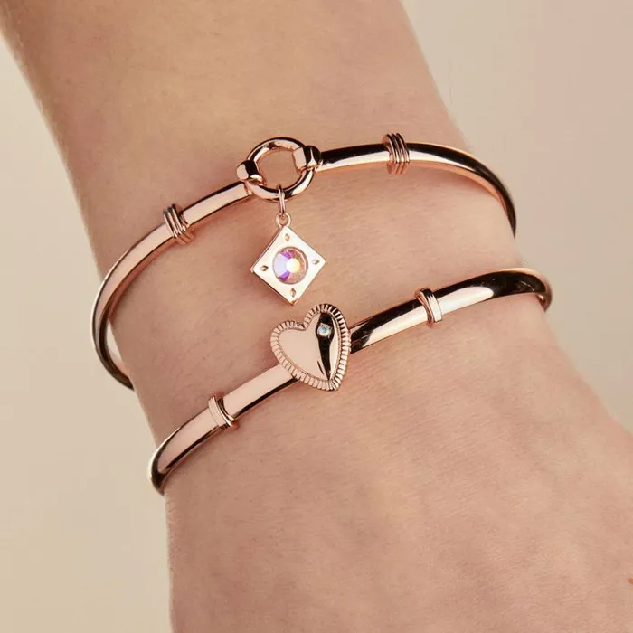 Heart Clip Bangle Bracelet Rose Gold Women Alex And Ani Iconic Alex And Ani