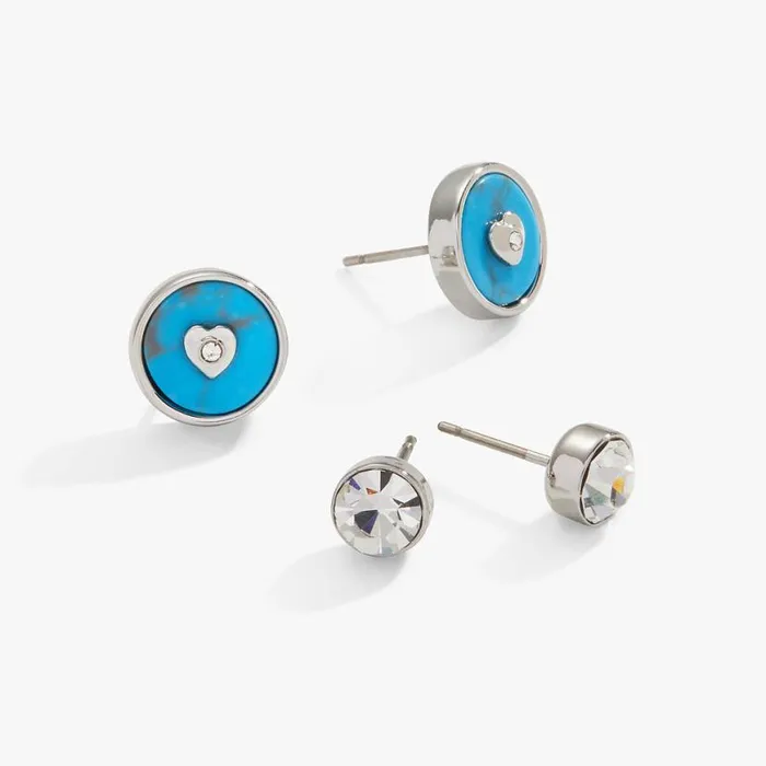 Heart Crystal Earring Set Reconstituted Turquoise Silver Women Alex And Ani Earrings Heart Crystal Earring Set Reconstituted Turquoise Silver Women Alex And Ani Earrings