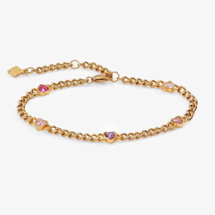 Heart Curb Chain Bracelet Stainless Steel Gold Women Alex And Ani Heart