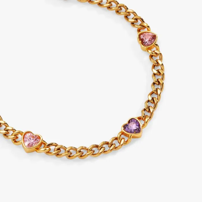 Heart Curb Chain Bracelet Stainless Steel Gold Women Alex And Ani Heart