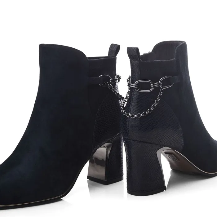 Heeled And Wedge Boots Women Moda In Pelle Klarisa Navy Suede