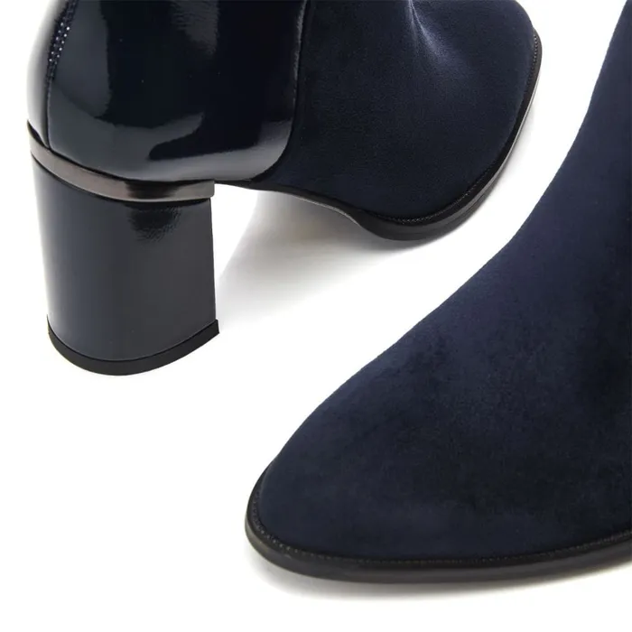 Heeled And Wedge Boots Women Moda In Pelle Madisonn Navy Alcantara
