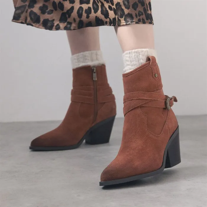 Heeled And Wedge Boots Women Moda In Pelle Malatrex Dark Tan Suede