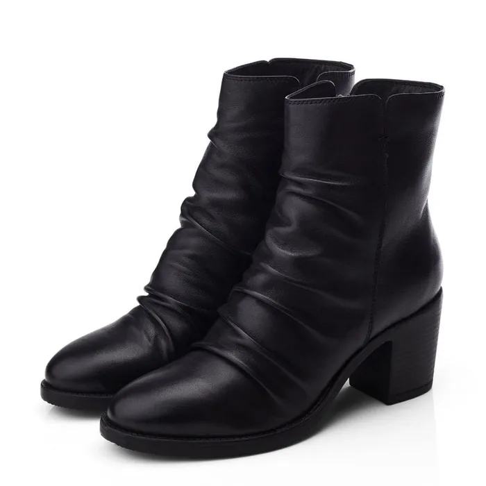 Heeled And Wedge Boots Women Moda In Pelle Noula Black Leather