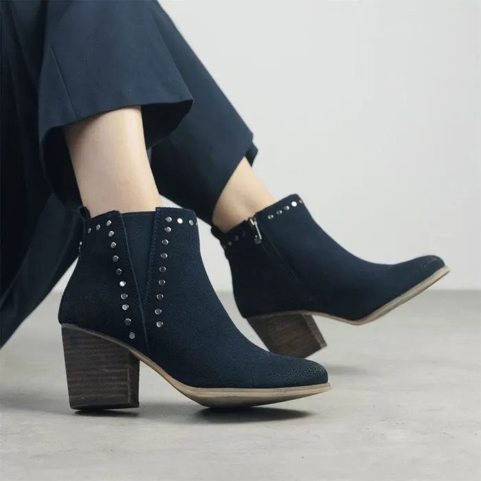 Heeled And Wedge Boots Women Moda In Pelle Ohad Navy Suede