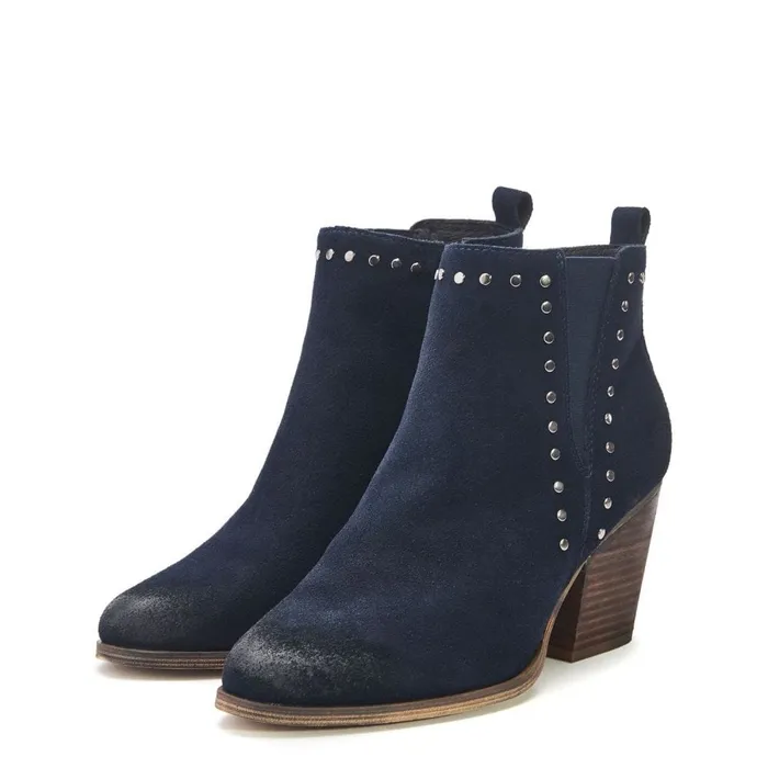 Heeled And Wedge Boots Women Moda In Pelle Ohad Navy Suede
