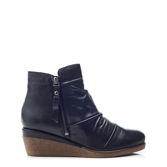 Heeled And Wedge Boots Women Moda In Pelle Olgar Black Leather