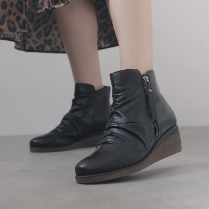 Heeled And Wedge Boots Women Moda In Pelle Olgar Black Leather