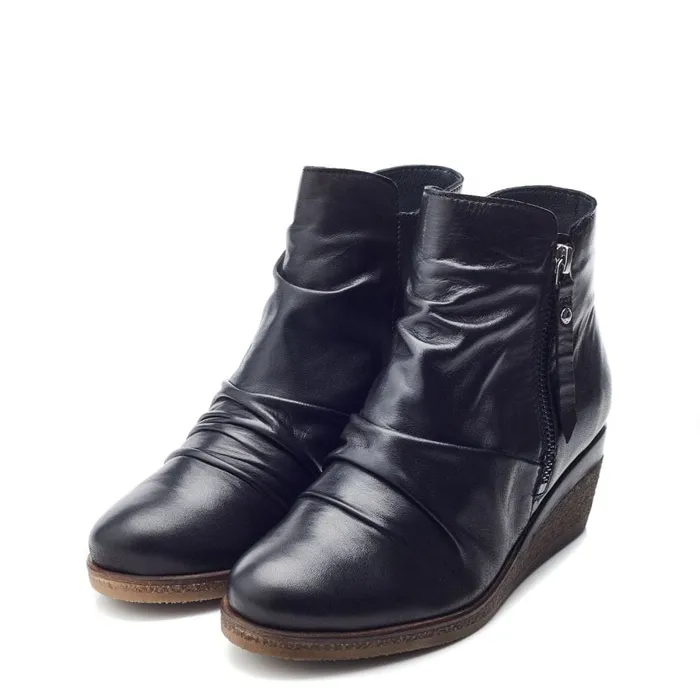 Heeled And Wedge Boots Women Moda In Pelle Olgar Black Leather