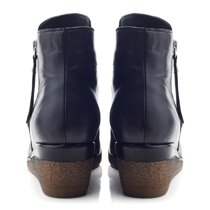 Heeled And Wedge Boots Women Moda In Pelle Olgar Black Leather