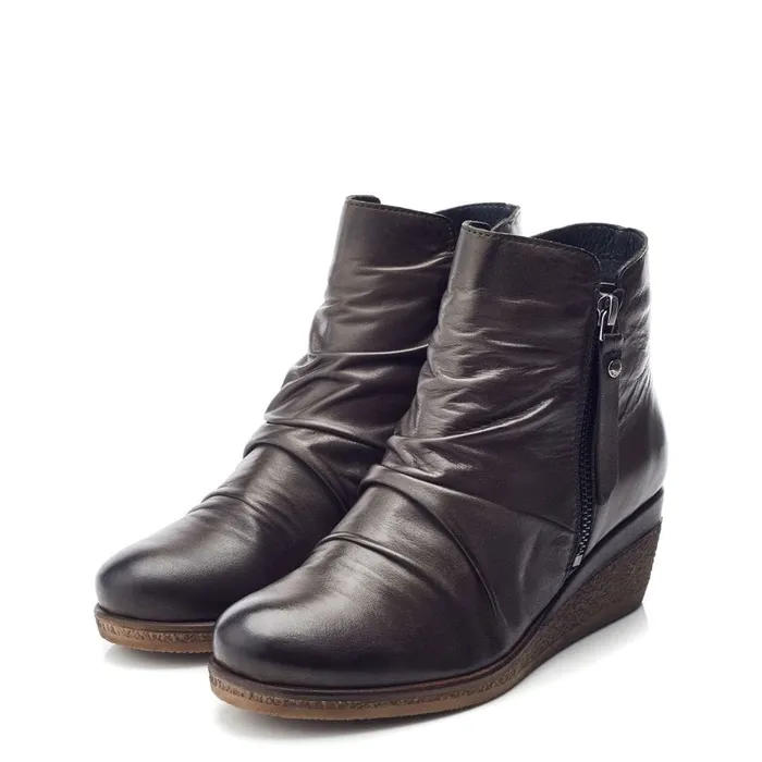 Heeled And Wedge Boots Women Moda In Pelle Olgar Khaki Leather
