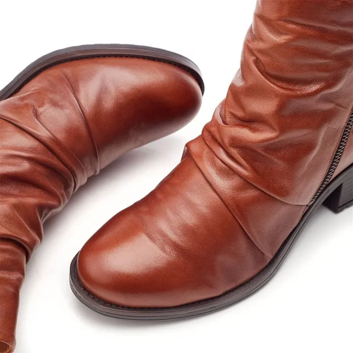Heeled And Wedge Boots Women Moda In Pelle Onika Tan Leather