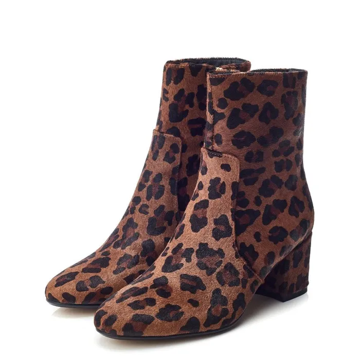 Heeled And Wedge Boots Women Moda In Pelle Otto Leopard Suede