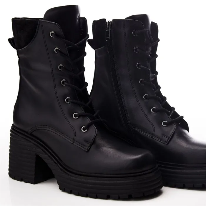 Heeled And Wedge Boots Women Moda In Pelle Shoon Sh Arenal Black Leather