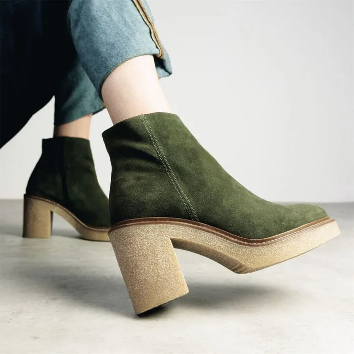 Heeled And Wedge Boots Women Moda In Pelle Shoon Sh Casero Olive Suede