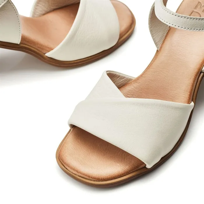 Heeled Sandals Women Moda In Pelle Lanie Off White Leather