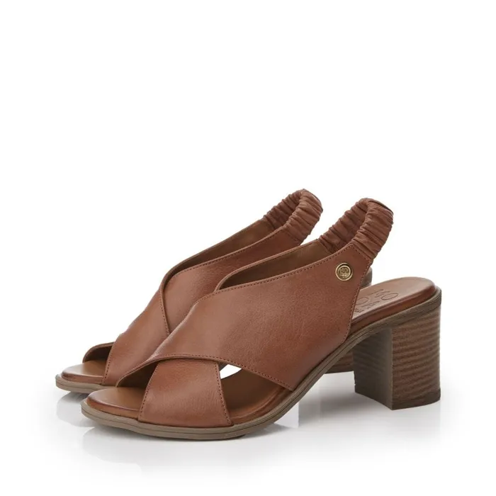 Heeled Sandals Women Moda In Pelle Lasandra Tan Leather