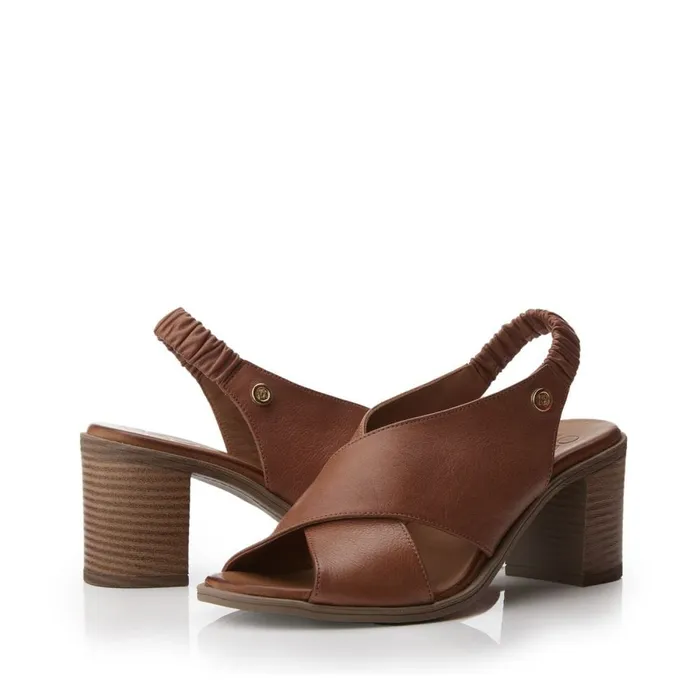 Heeled Sandals Women Moda In Pelle Lasandra Tan Leather