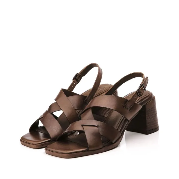 Heeled Sandals Women Moda In Pelle Leeana Olive Leather
