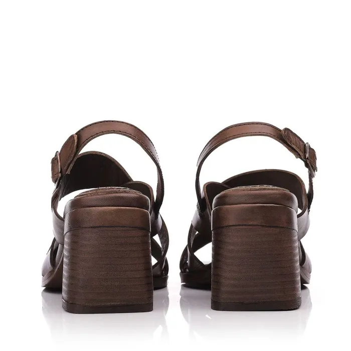Heeled Sandals Women Moda In Pelle Leeana Olive Leather