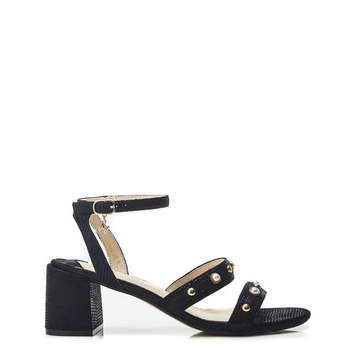 Heeled Sandals Women Moda In Pelle Morrila Black Lizard