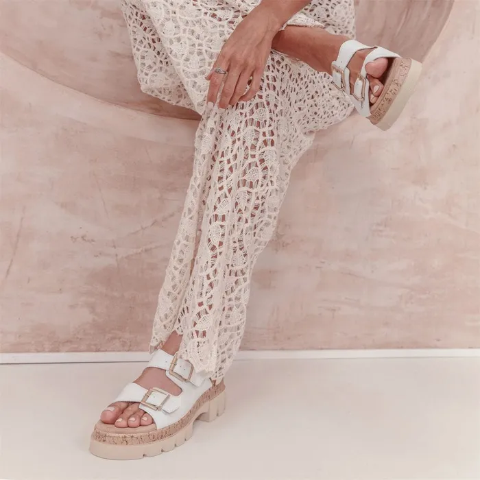 Heeled Sandals Women Moda In Pelle Octina White Leather