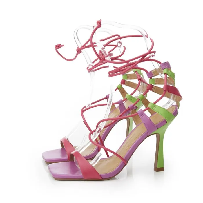 Heeled Sandals Women Moda In Pelle Rimini Multi Leather