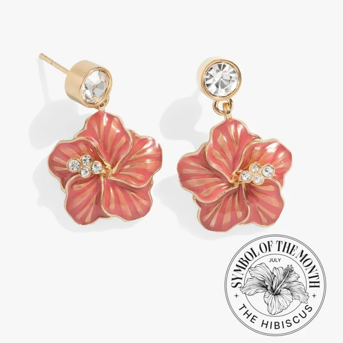 Hibiscus Drop Earrings Gold Women Alex And Ani Flower