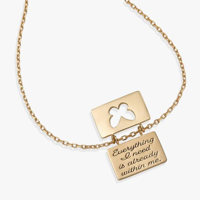 Hidden Message Butterfly Affirmation Necklace Gold Women Alex And Ani Strength Protection