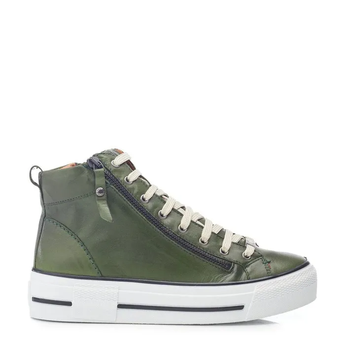 HighTop Trainers Women Moda In Pelle Annaken Green Leather