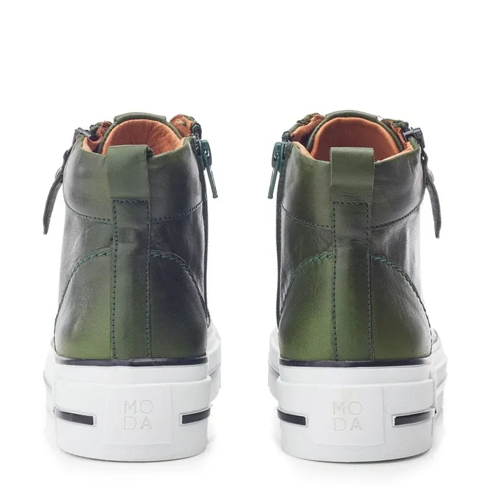 HighTop Trainers Women Moda In Pelle Annaken Green Leather