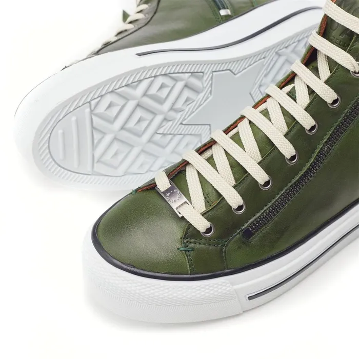HighTop Trainers Women Moda In Pelle Annaken Green Leather