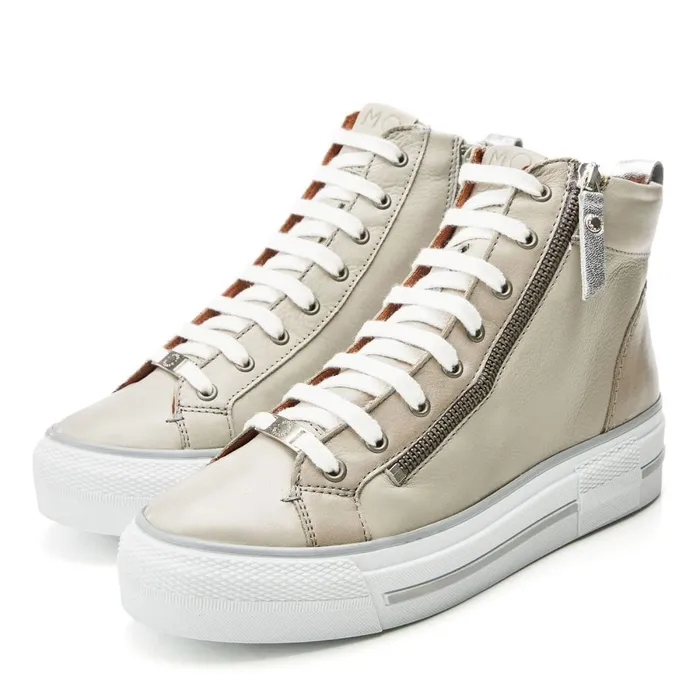 HighTop Trainers Women Moda In Pelle Annaken Light Grey Leather