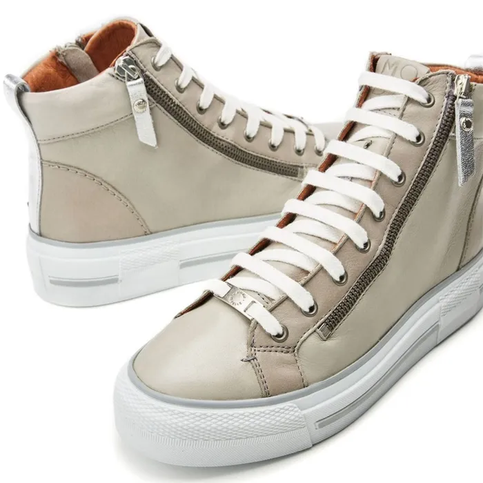 HighTop Trainers Women Moda In Pelle Annaken Light Grey Leather