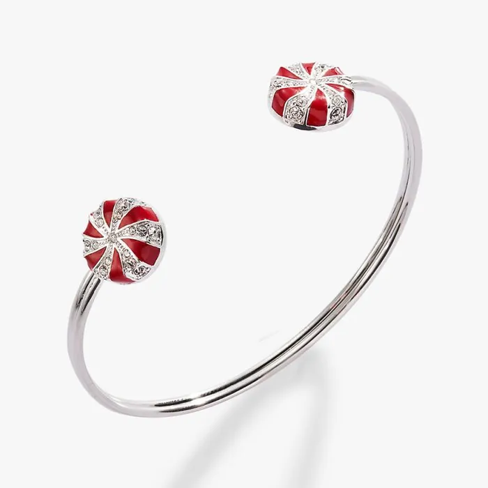 Holiday Peppermint Cuff Bracelet Shiny Silver Women Alex And Ani Bracelets