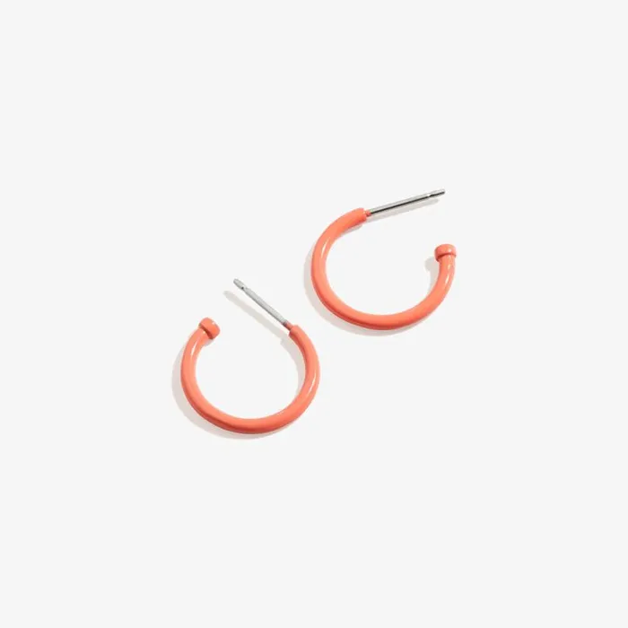 Huggie Hoop Earrings Coral Shiny Silver Women Alex And Ani Earrings