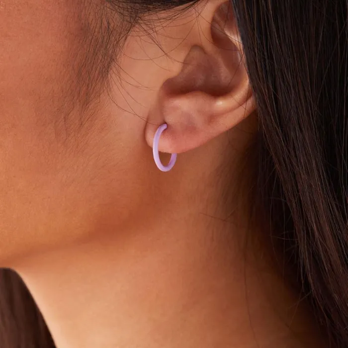 Huggie Hoop Earrings Purple Shiny Silver Women Alex And Ani Earrings