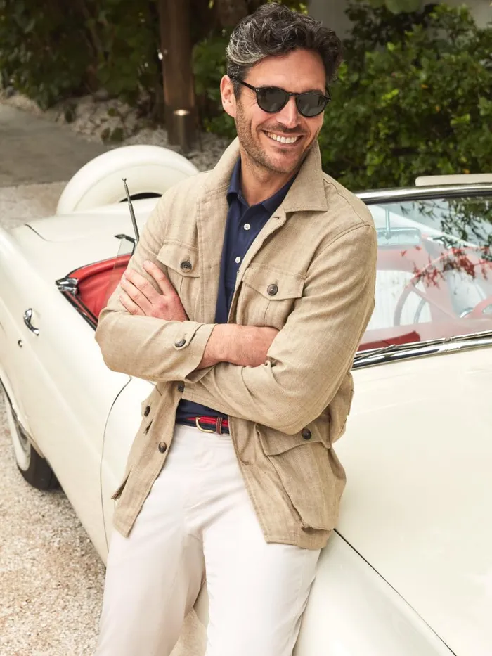 Jackets and Outerwear Men JMcLaughlin Brando Linen Safari Jacket In Herringbone Khaki Jackets and Outerwear Men JMcLaughlin Brando Linen Safari Jacket In Herringbone Khaki