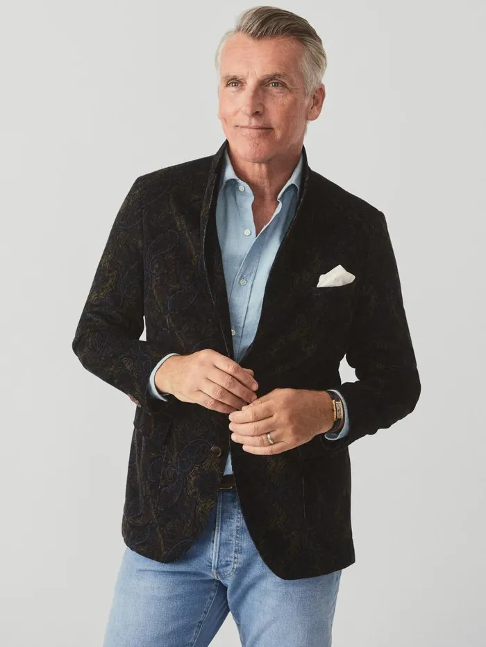 Jackets and Outerwear Men JMcLaughlin McCown Sport Coat In Paisley Bluebrownyellowred