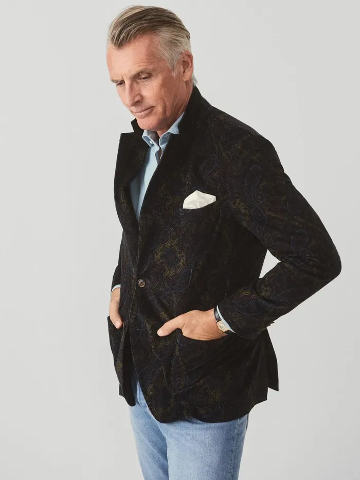 Jackets and Outerwear Men JMcLaughlin McCown Sport Coat In Paisley Bluebrownyellowred