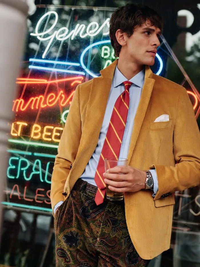 Jackets and Outerwear Men JMcLaughlin Suffolk Corduroy Sport Coat Corn