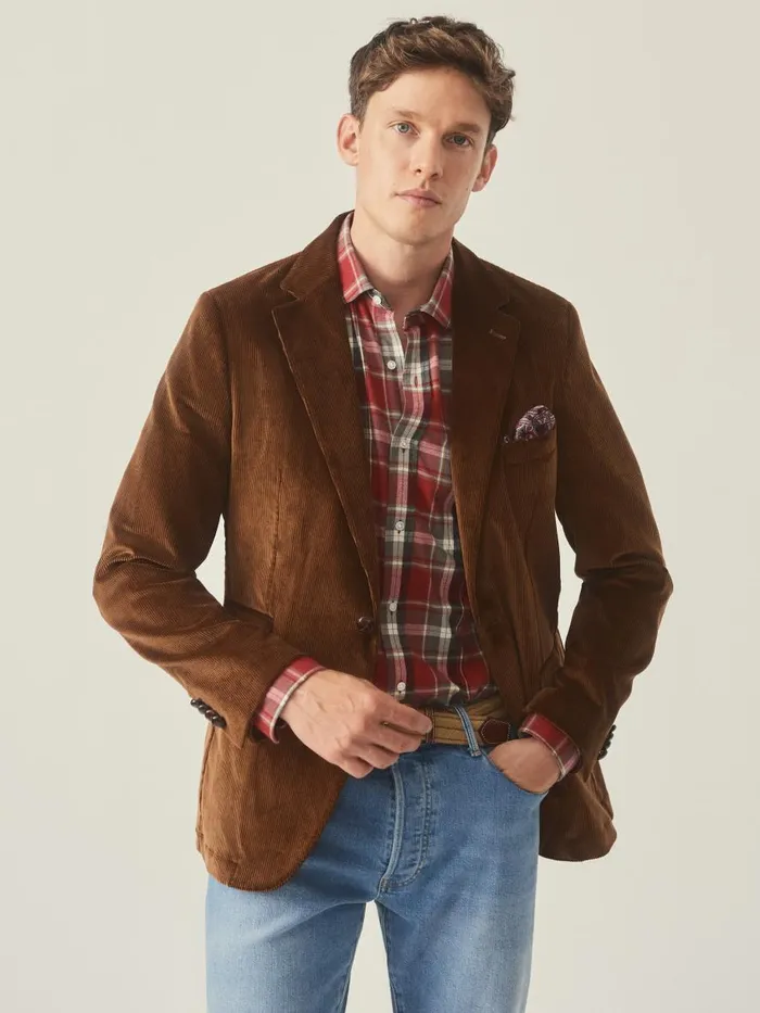 Jackets and Outerwear Men JMcLaughlin Suffolk Corduroy Sport Coat Tan