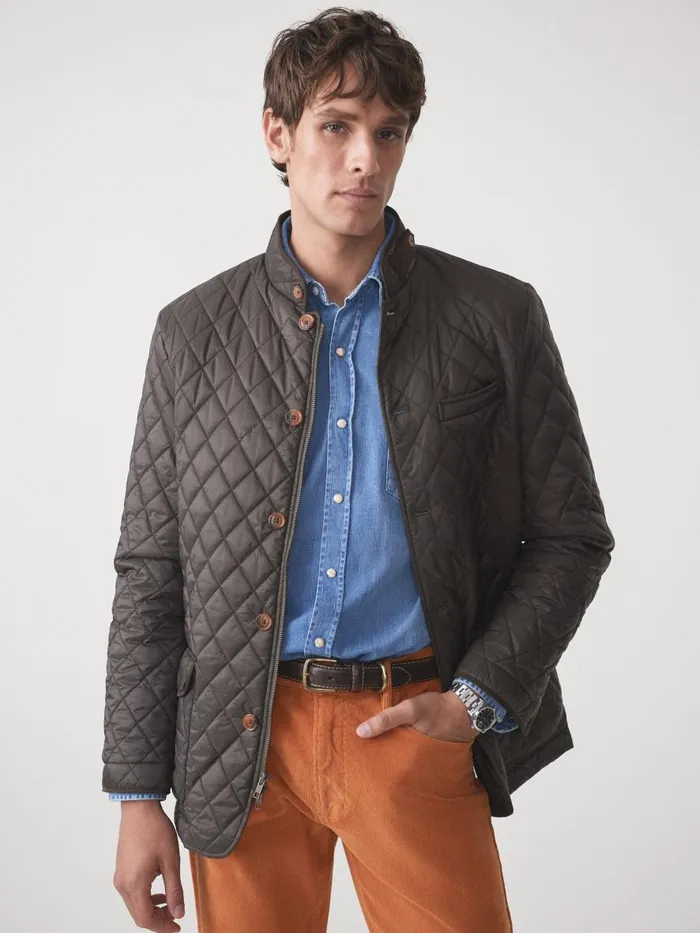 Jackets and Outerwear Men JMcLaughlin Upland Quilted Jacket Dark Olive