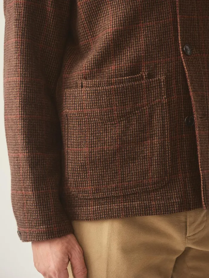 Jackets and Outerwear Men JMcLaughlin Weekender Jacket In Houndstooth Browntanred Jackets and Outerwear Men JMcLaughlin Weekender Jacket In Houndstooth Browntanred