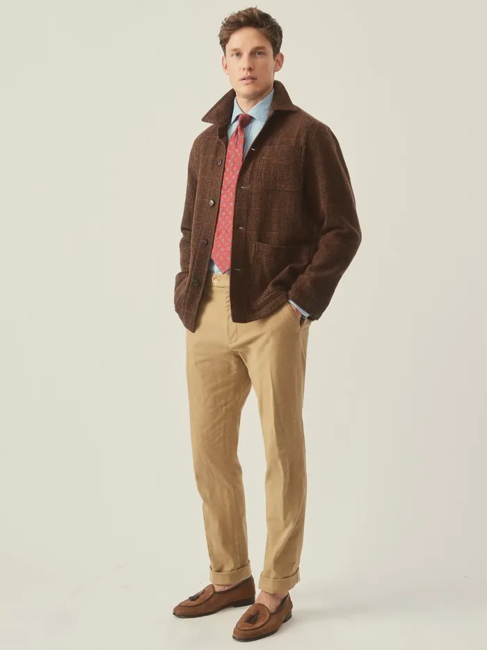 Jackets and Outerwear Men JMcLaughlin Weekender Jacket In Houndstooth Browntanred Jackets and Outerwear Men JMcLaughlin Weekender Jacket In Houndstooth Browntanred